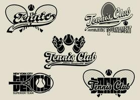 Retro varsity tennis logos prints. University slogan typography design. Vector illustration for fashion tee, t-shirt and poster