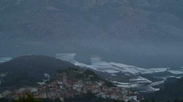 Polop town with farming areas and mountain terrain, Spain video