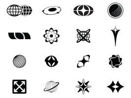 Retro futuristic elements for design. Big collection of abstract graphic geometric symbols and objects vector