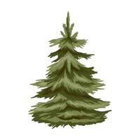 Green Christmas tree. Vector illustration for New Year composition. Design element for greeting cards, Christmas invitations, themed banners, flyers.