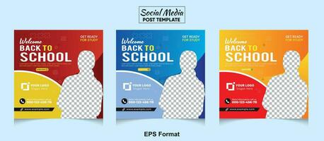 School Admission Promotion Social Media Post Template Design vector