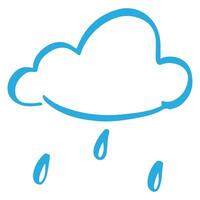 Rainy cloud. Doodle style. Hand drawn cloud with rain in sketch. Weather symbol vector