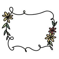 Square frame with leaves. Hand drawn wreath frame. Doodle style. vector