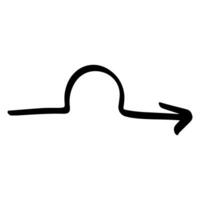 Curve arrow. Hand drawn arrow. Direction symbol in doodle. Cursor pointer in sketch vector