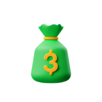 money bag 3d rendering icon illustration png