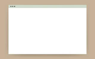 Simple browser window. Isolated computer web site mockup. Blank webpage screen with toolbar. Internet window mockup in white and green colors. Monitor frame in flat. Vector EPS 10.