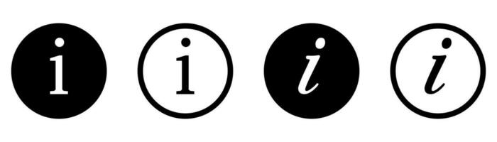 Info icon. Information vector pictogram. Inform sign. Round help symbol. Isolated info button. Help icon. Vector illustration. EPS 10.