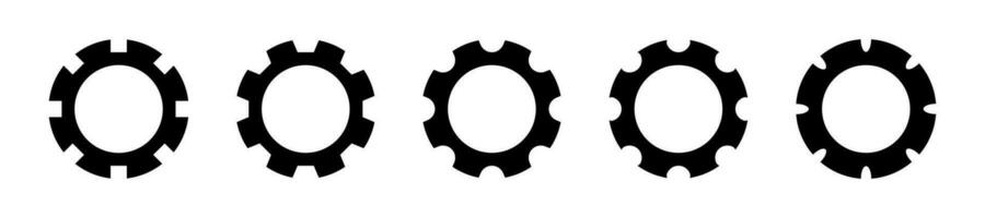 Cogwheel collection on white background. Isolated gear mechanism icons. Clock engine symbol in black. Cog wheel progress for business teamwork. Machine work. Vector EPS 10.
