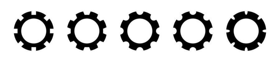 Cogwheel collection on white background. Isolated gear mechanism icons. Clock engine symbol in black. Cog wheel progress for business teamwork. Machine work. Vector EPS 10.