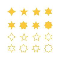 Stars icons collection. Yellow bold and outline stars. Isolated quality symbol. Success abstract stars. Flat linear feedback stars. Vector EPS 10.