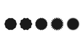 Set of starburst icons in black color. Isolated sunburst stickers. Price tags and labels. Star burst badge in simple design. Discount sale emblem. Promotion offer badge. Vector EPS 10.