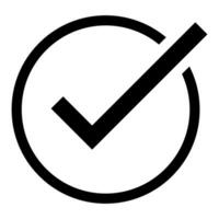 Transparent checkmark tick. Outline correct symbol. Yes sign in circle. Checkmark illustration. Vote icon vector