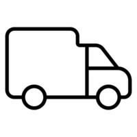 Delivery lorry. Shipping van. Courier transport. Lorry icon. Outline delivery symbol vector