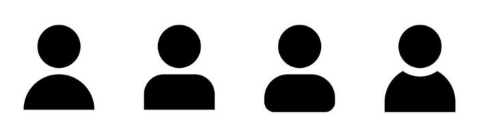 User avatar icons. Glyph profile symbol. Filled avatar sign. Black profile set vector