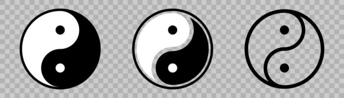 Ying and yang symbol. Harmony icons set. Yin yang in circle. Balance symbol in black and white vector