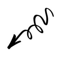 Curve arrow. Hand drawn arrow. Direction symbol in doodle. Cursor pointer in sketch vector