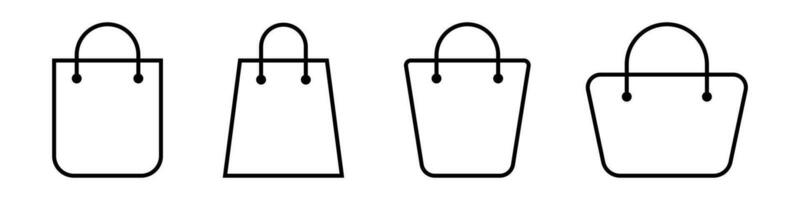 Shopping bag icons set. Outline shopping bag. Vector EPS 10