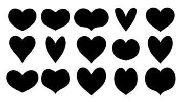 Black heart silhouette set vector