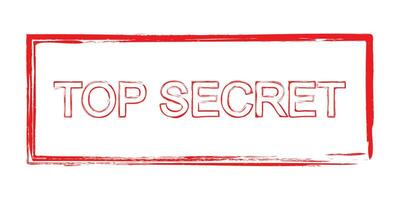 Top secret stamp. Confidential sticker in grunge style. Do not open label in red. Secret document text on white background. Rubber military folder. Isolated restricted banner. Vector EPS 10.