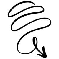 Curve arrow. Hand drawn arrow. Direction symbol in doodle. Cursor pointer in sketch vector