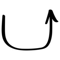 Curve arrow. Hand drawn arrow. Direction symbol in doodle. Cursor pointer in sketch vector