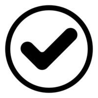 Transparent checkmark tick. Outline correct symbol. Yes sign in circle. Checkmark illustration. Vote icon vector