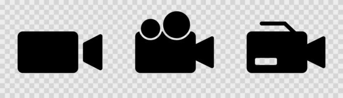 Video camera icons set. Camera symbol in black. Video symbol vector