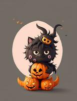 Cute 3D Halloween Background with pumpkin jack o lantern photo