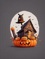 Cute 3D Halloween Background with pumpkin jack o lantern photo