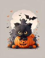 Cute 3D Halloween Background with pumpkin jack o lantern photo