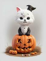 Cute 3D Halloween Background with pumpkin jack o lantern photo