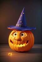 Cute 3D Halloween Background with pumpkin jack o lantern photo