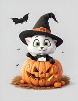 Cute 3D Halloween Background with pumpkin jack o lantern photo