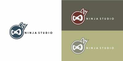 ninja estudio logo diseño vector