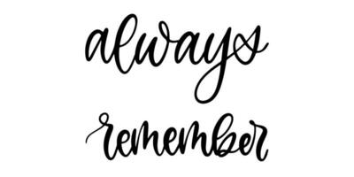 Always remember lettering text. Remember and honor. Handwritten always remember text. USA celebration text. Memory day in USA vector