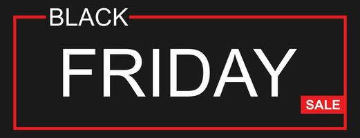 Black friday banner with red frame. Special offer poster in black and red. Holiday clearance template. Isolated discount promotion. Simple modern concept of black friday sale. Vector EPS 10