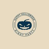 pumpkin halloween logo vintage with emblem vector illustration design