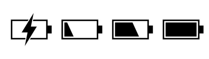 Phone battery icons. Mobile battery in black. Power symbol. Accumulator level. Transparent icons vector