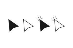 Mouse cursor arrow. Computer pointer icon in black and white. Isolated clicking mouse arrow.Choice symbol. Web link aiming www. Direction pointer cursor. Vector EPS 10.