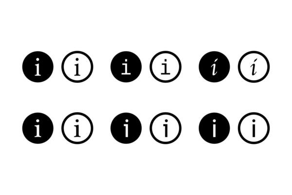 Information sign icons. Help pictogram. Info bubble sign. Isolated collection of support symbol. Black bold and outline hint icons. Vector EPS 10.