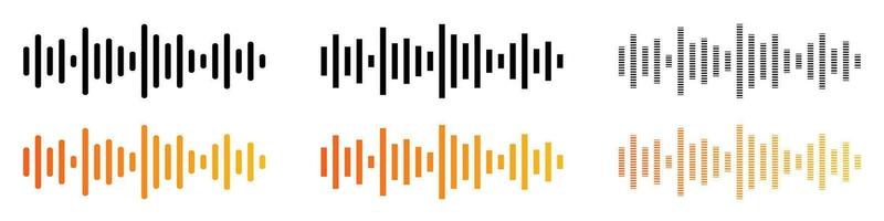 Audio message wave. Voice message wave set. Frequency music symbol. Pulsing line in gradient. vector