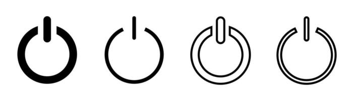 Power button set. Power on and off. Glyph and outline style. Shut down sign. Start and stop set vector