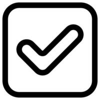 Transparent checkmark tick. Outline correct symbol. Yes sign in box. Black checkmark illustration. Vote icon vector