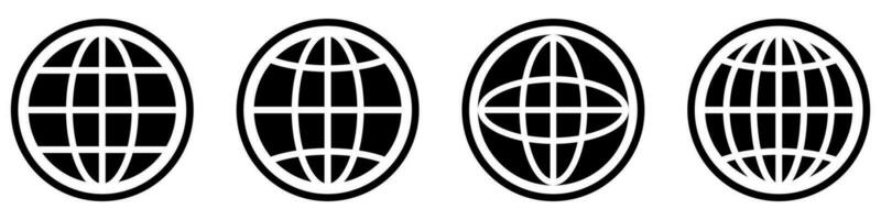 Globe icons set. World symbol. Planet earth in circle. Glyph globe set. Sphere vector