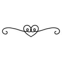 Love divider. Line art divider in sketch and doodle. Romantic lines vector