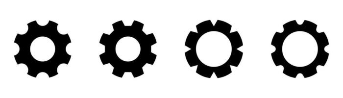 Cogwheel icons set. Gear wheel in black. Mechanism symbol vector