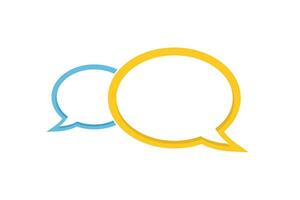 Speech bubble in blue and yellow. Dialog message conversation. Baloon style of bubble message. Isolated text template on white background.  Talk mockup. Chat box. EPS 10. vector