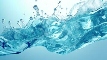 Blue water splash on white background. Liquid drips scattered. Generated AI. photo