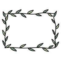 Square frame with leaves. Hand drawn wreath frame. Doodle style. vector