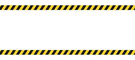 Caution border with diagonal stripes in black and yellow. Attention ribbon frame template. Danger crime tape mockup. Restricted zone. Do not cross sign. Forbidden frame with stripes. Vector EPS 10.